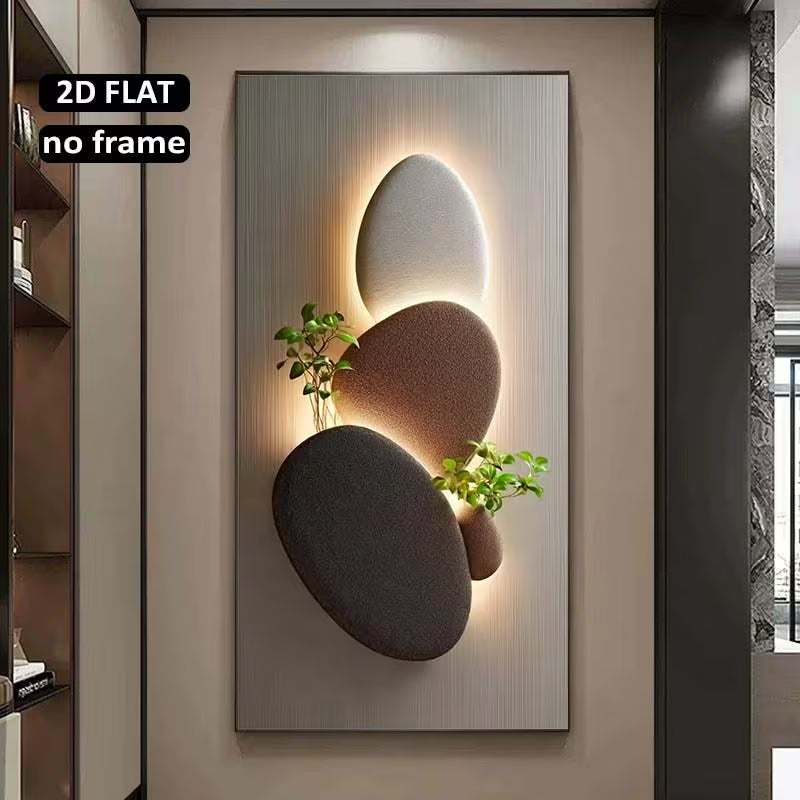 2D Flat, 1pc Large Modern Frameless LED Wall Art