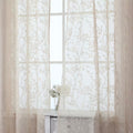 1pc Dark Green Branch Flower Jacquard Sheer Curtain