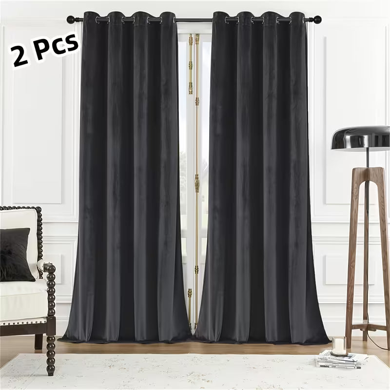 2pcs/set American Vintage High-end Velvet Ringed Curtains