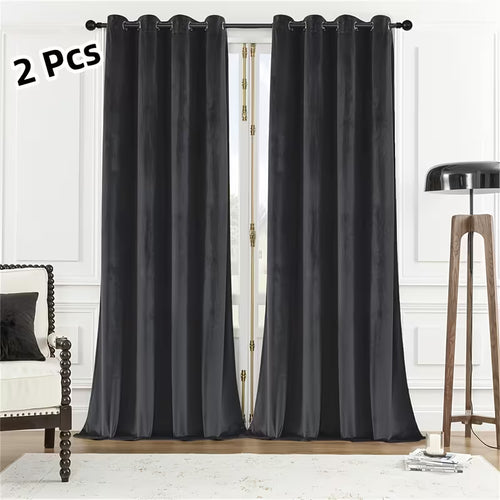 2pcs/set American Vintage High-end Velvet Ringed Curtains
