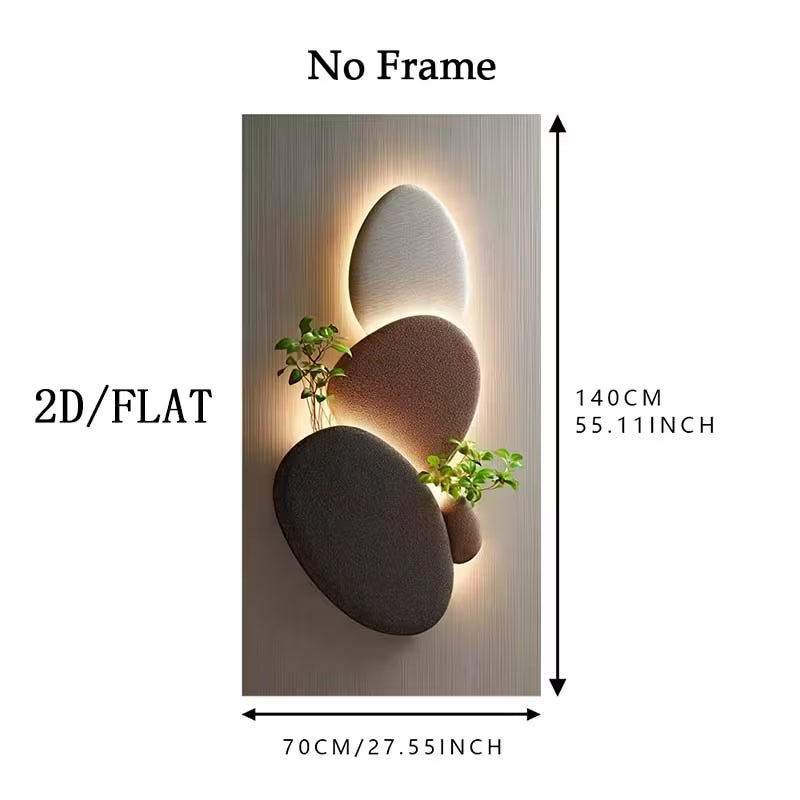 2D Flat, 1pc Large Modern Frameless LED Wall Art