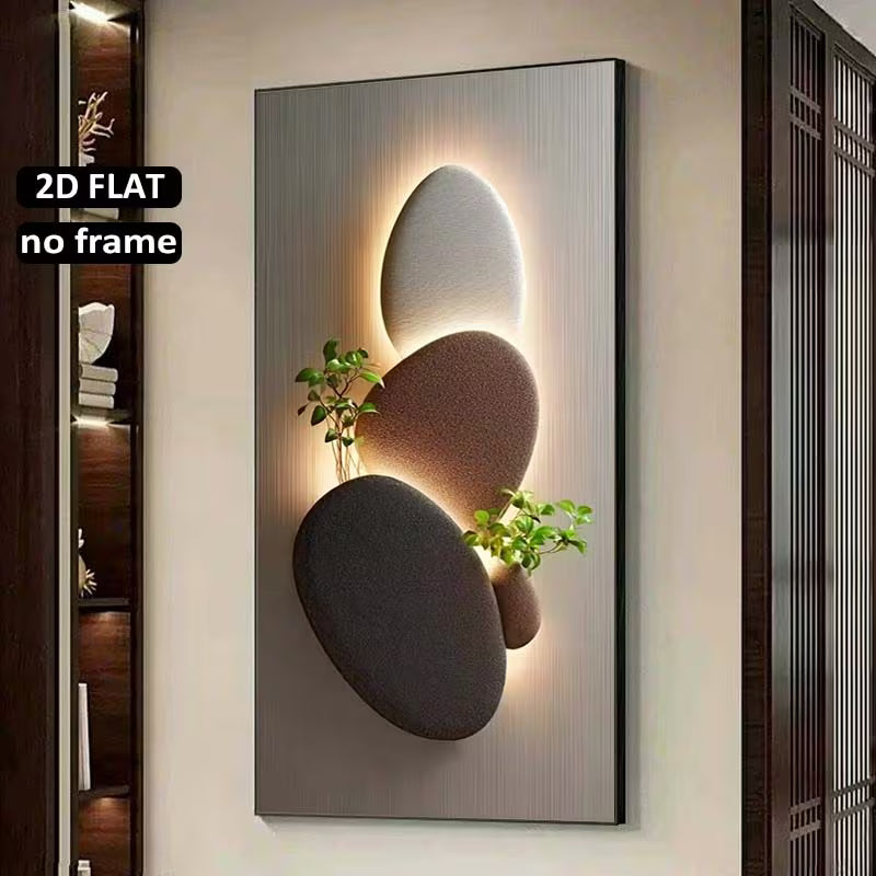 2D Flat, 1pc Large Modern Frameless LED Wall Art