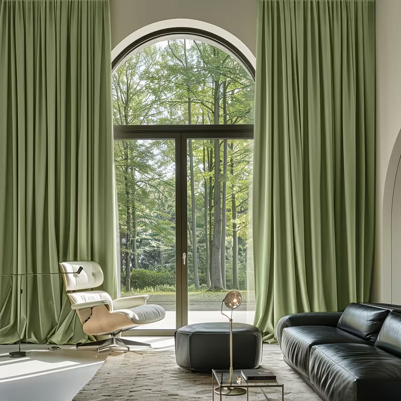 2pcs/set American Vintage High-end Velvet Ringed Curtains