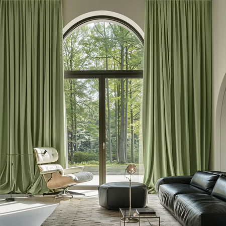 2pcs/set American Vintage High-end Velvet Ringed Curtains